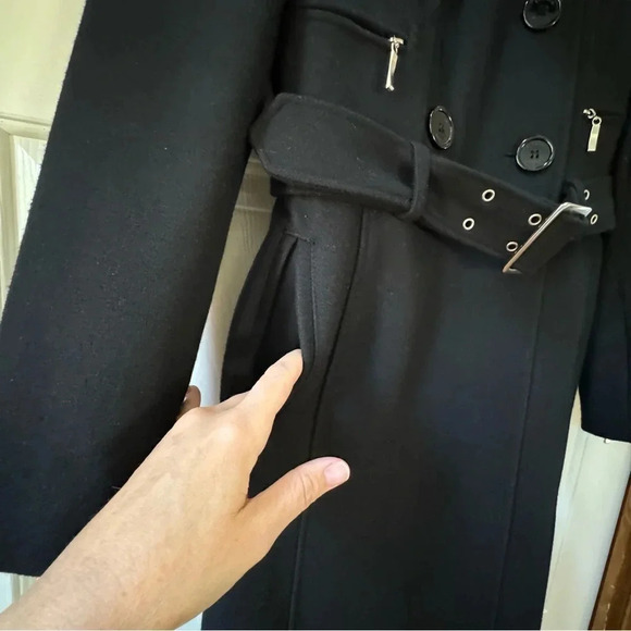 Bebe Wool Belted 3/4 length Double Breasted heavy winter coat Women’s size XS - Picture 8 of 16